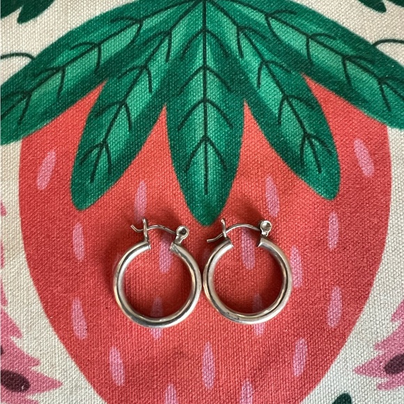 Vintage Sterling Silver Hoop Earrings - Picture 1 of 3